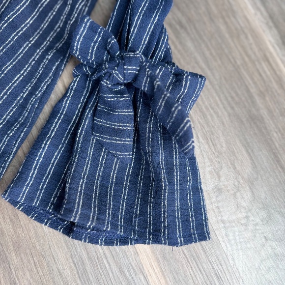 NWT She + Sky Navy Striped Smocked Off Shoulder Long Sleeve Top – Size S - Picture 11 of 12